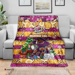 Broncos Rugby Merry Christmas Blanket Indigenous Australian Art