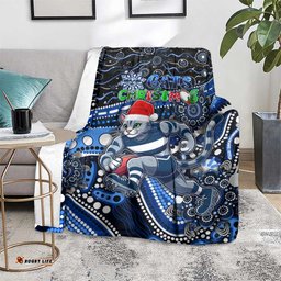 Merry Christmas AFL Cats Blanket Aboriginal Santa Football Mascot