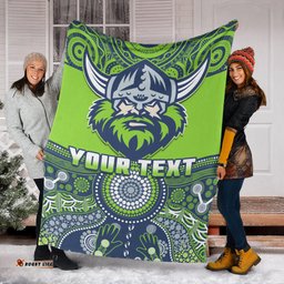 custom personalised raiders rugby premium blanket aboriginal pattern