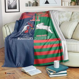 Custom RoostersRabbitohs Blanket NRL Tribal Half Style