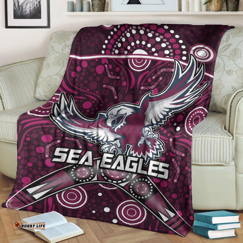 sea eagles rugby premium blanket boomerang indigenous dots