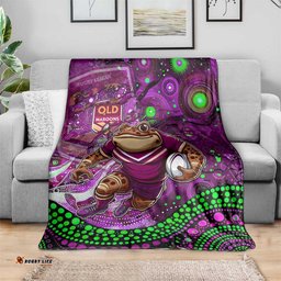 Personalised Mascot Queensland Maroons Rugby Blanket Aboriginal Galaxy