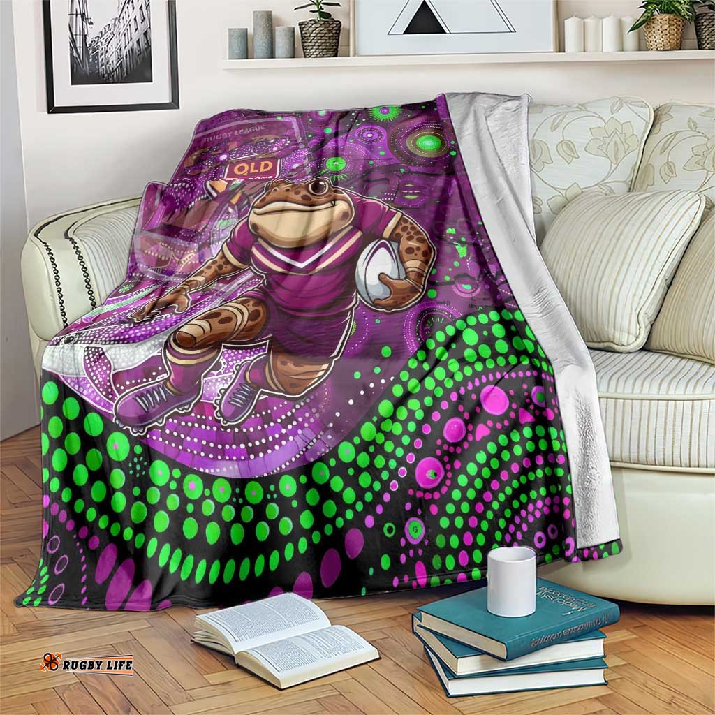 Personalised Mascot Queensland Maroons Rugby Blanket Aboriginal Galaxy