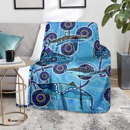 Sharks Aboriginal Australia Blanket Indigenous Art Blue