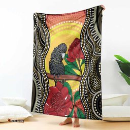Waratah And Banksian Cockatoo Blanket Aboriginal Art