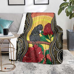Waratah And Banksian Cockatoo Blanket Aboriginal Art