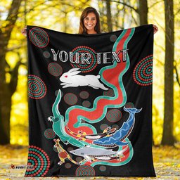 custom personalised rabbitohs premium blanket go the bunnies aboriginal