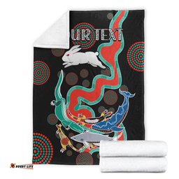 custom personalised rabbitohs premium blanket go the bunnies aboriginal