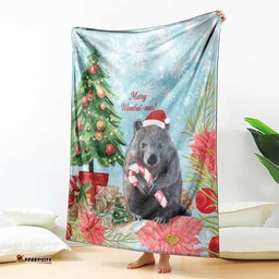 Australia Christmas Blanket Merry Wombatmas Watercolor Style