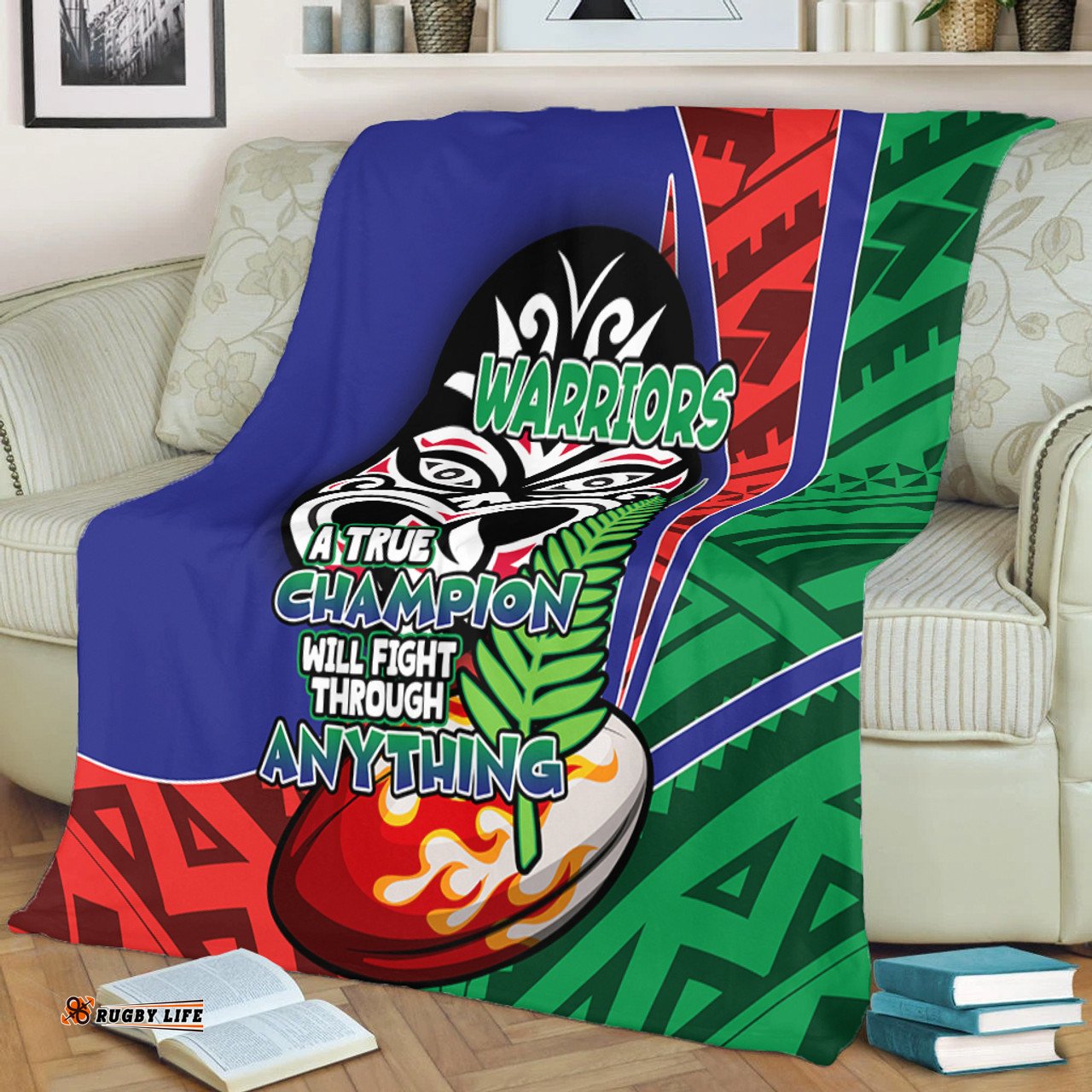 New Zealand Warriors Premium Blanket - A True Champion Will Fight Through Anything With Polynesian Patterns