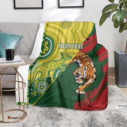 Custom Bangladesh And Australia Cricket Blanket Kangaroo Tiger Together
