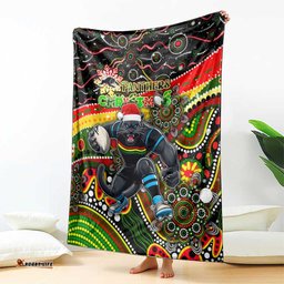 Merry Christmas Penrith Panthers Blanket Aboriginal Santa Rugby Mascot The Riff