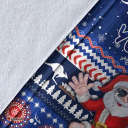 Custom Personalised Australia Christmas Premium Blanket Aussie Aboriginal Santa Claus is Surfing with Kangaroo
