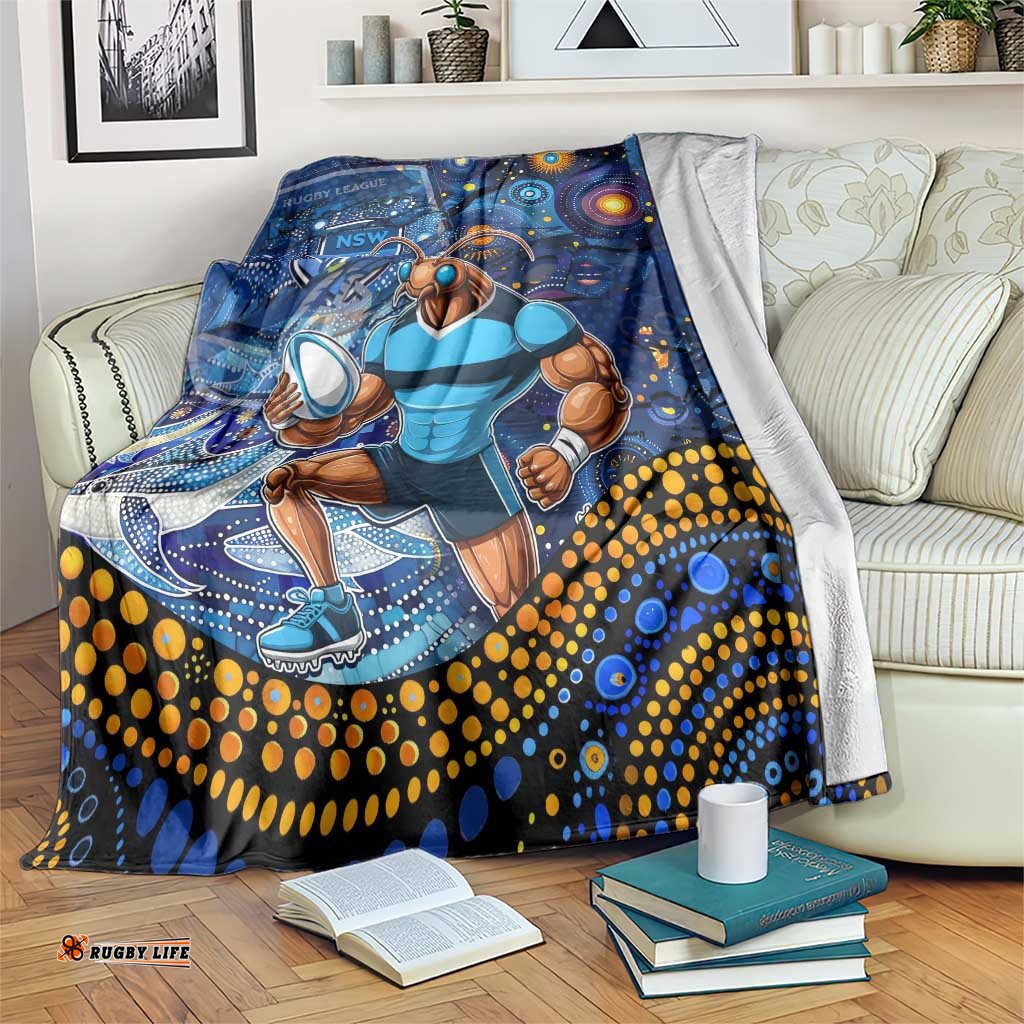 Personalised Mascot NSW Blues Rugby Blanket Aboriginal Galaxy