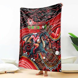 Merry Christmas Dragons Blanket Aboriginal Santa Rugby Mascot St George Illawarra