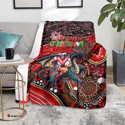 Merry Christmas Dragons Blanket Aboriginal Santa Rugby Mascot St George Illawarra