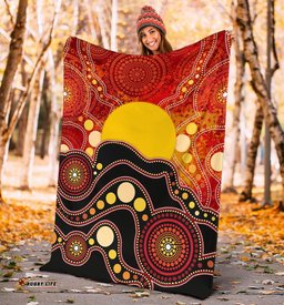 Aboriginal Premium Blanket, Aboriginal Lives Matter Flag Dot Painting Art