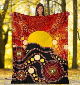 Aboriginal Premium Blanket, Aboriginal Lives Matter Flag Dot Painting Art