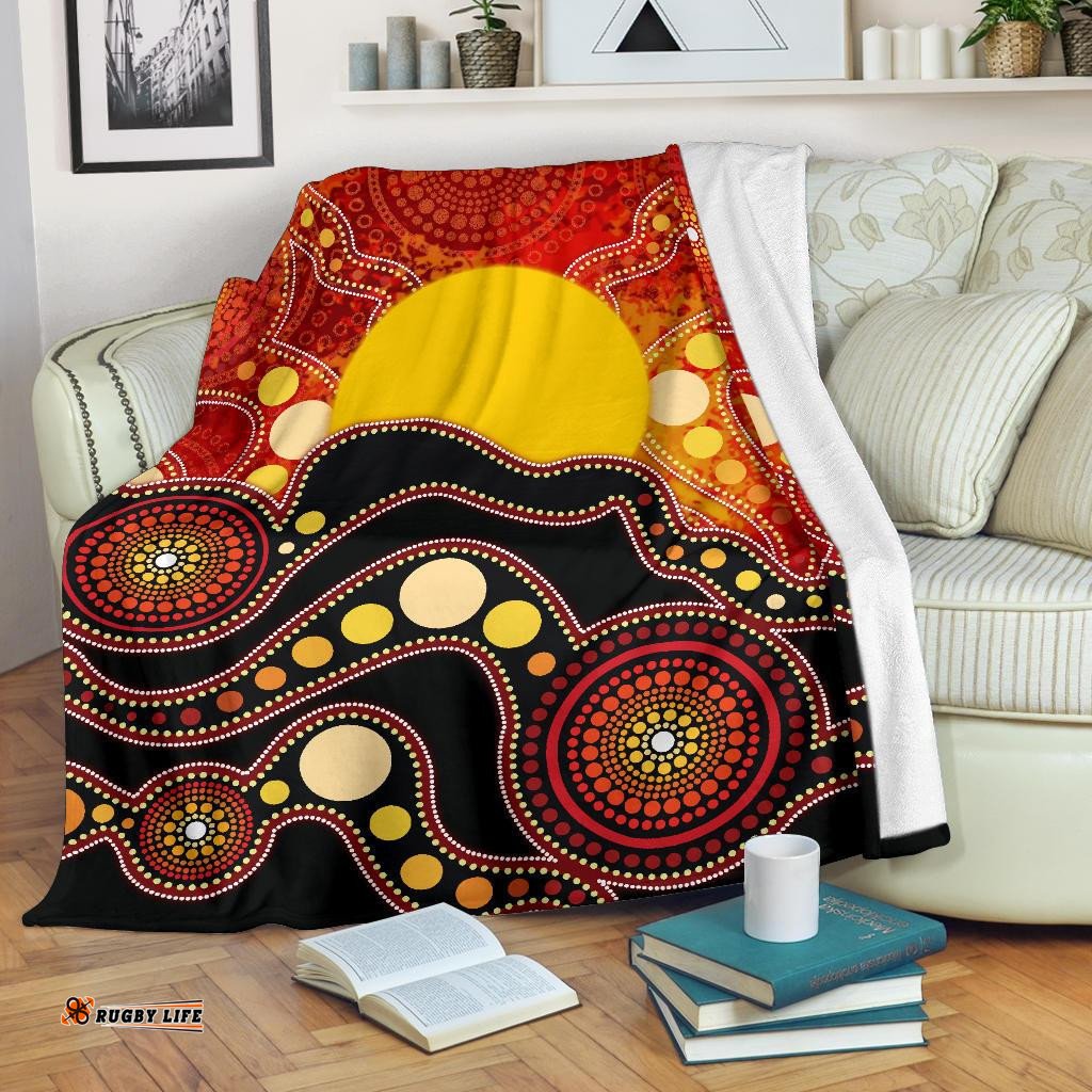 Aboriginal Premium Blanket, Aboriginal Lives Matter Flag Dot Painting Art