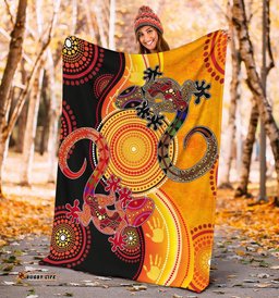 Australia Aboriginal Inspired Blanket - Couple Aboriginal Inspired Lizards