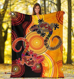 Australia Aboriginal Inspired Blanket - Couple Aboriginal Inspired Lizards