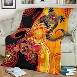 Australia Aboriginal Inspired Blanket - Couple Aboriginal Inspired Lizards