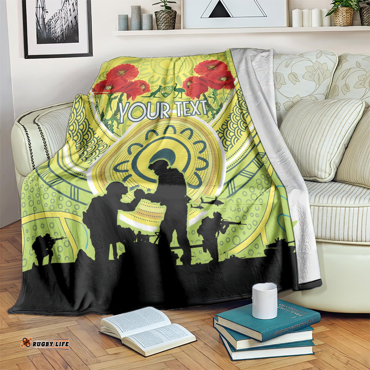 Custom Australia Cricket ANZAC Blanket The Military Soldiers with Aboriginal Style