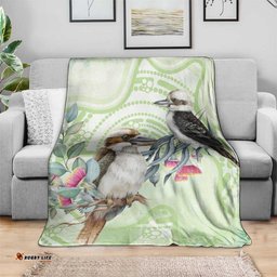 Australia Gumtree And Kookaburra Blanket Aboriginal Art Watercolor Style