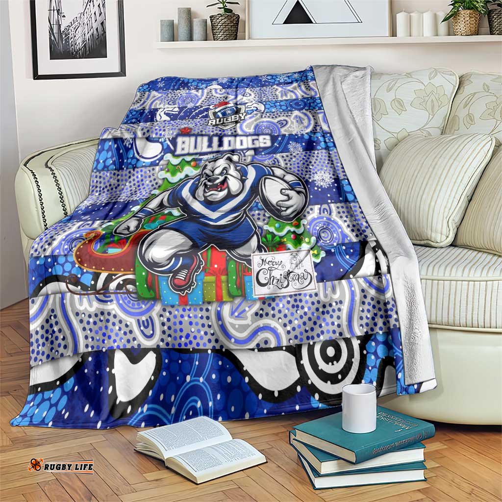 Bulldogs Rugby Merry Christmas Blanket Indigenous Australian Art