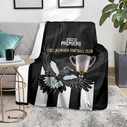 AFL Collingwood Blanket Magpies Premiers With Trophy Proud
