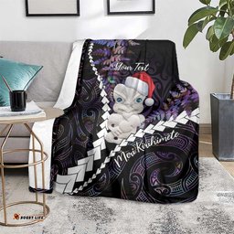 New Zealand Personalised Blanket Meri Kirihimete Kowhaiwhai Mix Paua Shell Amethys