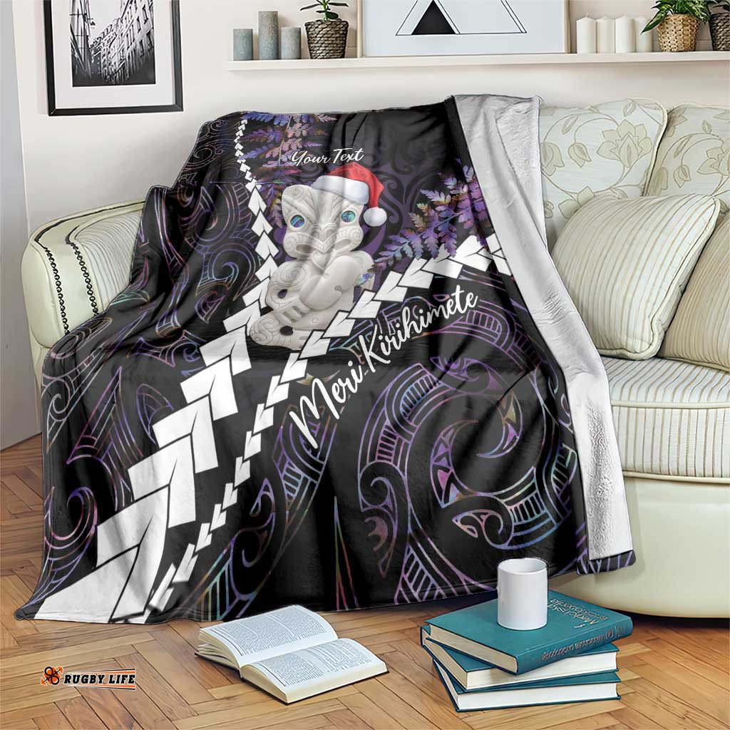 New Zealand Personalised Blanket Meri Kirihimete Kowhaiwhai Mix Paua Shell Amethys