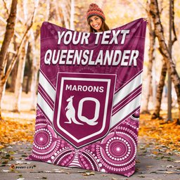 Custom Personalised Maroons Rugby Premium Blanket Aboriginal Queensland Origin