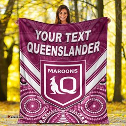 Custom Personalised Maroons Rugby Premium Blanket Aboriginal Queensland Origin