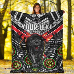 Custom Personalised Panthers Rugby Premium Blanket Aboriginal and Polynesia Penrith The Riff