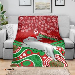 Rabbitohs Rugby Christmas Blanket Merry Xmas Mix Aboriginal Art