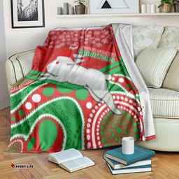 Rabbitohs Rugby Christmas Blanket Merry Xmas Mix Aboriginal Art