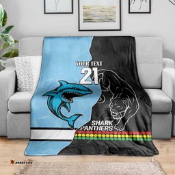 NRL PanthersShark Mascot Custom Blanket Cracked Metal Style