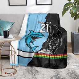 NRL PanthersShark Mascot Custom Blanket Cracked Metal Style
