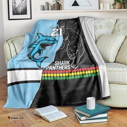 NRL PanthersShark Mascot Custom Blanket Cracked Metal Style