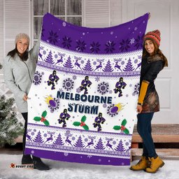 Melbourne Storm Christmas Blanket - Melbourne Storm Special Ugly Christmas Blanket