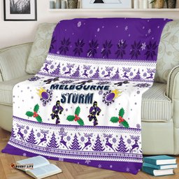 Melbourne Storm Christmas Blanket - Melbourne Storm Special Ugly Christmas Blanket