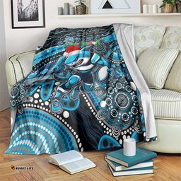 Merry Christmas Sharks Blanket Aboriginal Santa Rugby Mascot Cronulla Sutherland