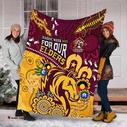 Brisbane Broncos Naidoc Week Custom Blanket - Bronx For Our Elders Aboriginal Inspired Blanket