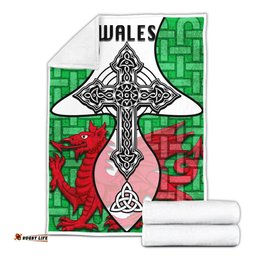 Wales Celtic Cross Dragon Blanket