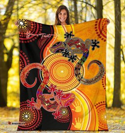 [Custom] Australia Aboriginal Inspired Blanket - Couple Aboriginal Inspired Lizards