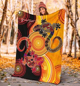 [Custom] Australia Aboriginal Inspired Blanket - Couple Aboriginal Inspired Lizards