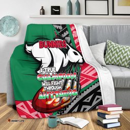 South Sydney Rabbitohs Premium Blanket - A True Champion Will Fight Through Anything With Polynesian Patterns