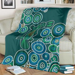Green Platypus Aboriginal Art Blanket