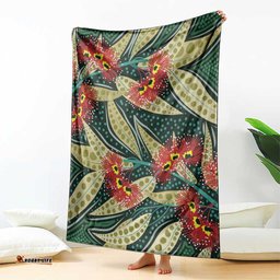 Australian Native Eucalyptus Plant Blanket Aboriginal Dot Art